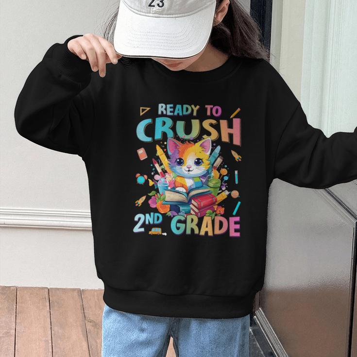 Ready To Crush 2nd Grade Back To School 2nd Grade Cat Kitten Graphic Kid Sweatshirt Ready To Crush 2nd Grade Back To School 2nd Grade Cat Kitten Graphic Kid Sweatshirt