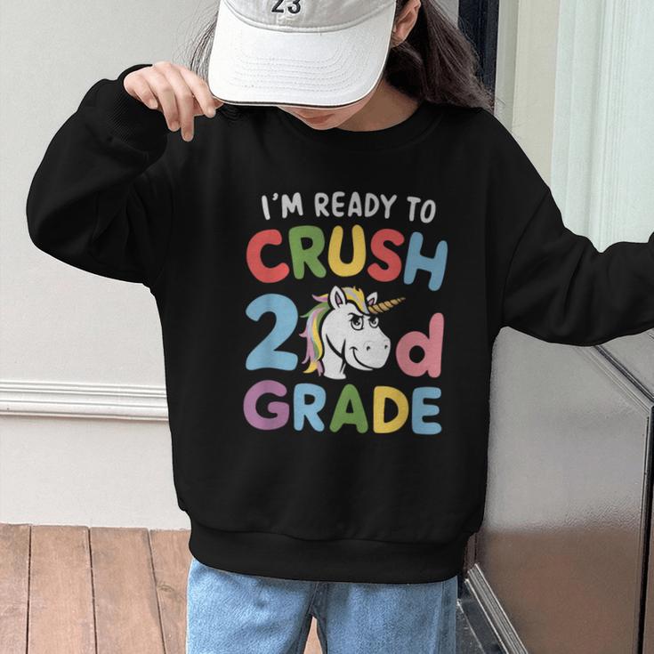 Im Ready To Crush 2nd Grade Boy Unicorn Back To School Graphic Kid Sweatshirt Im Ready To Crush 2nd Grade Boy Unicorn Back To School Graphic Kid Sweatshirt