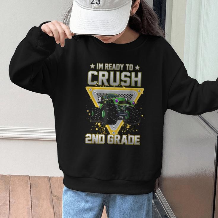 Ready To Crush 2nd Grade Monster Truck Boy Back To School Graphic Kid Sweatshirt