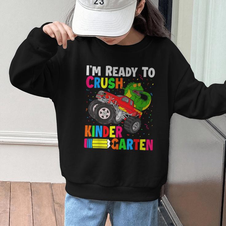 Ready To Crush Kindergarten T-Rex Back To School Boys Graphic Kid Sweatshirt Ready To Crush Kindergarten T-Rex Back To School Boys Graphic Kid Sweatshirt