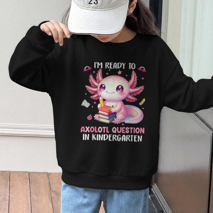Ready To Kindergarten Axolotl Questions Back To School Girls Graphic Kid Sweatshirt Ready To Kindergarten Axolotl Questions Back To School Girls Graphic Kid Sweatshirt