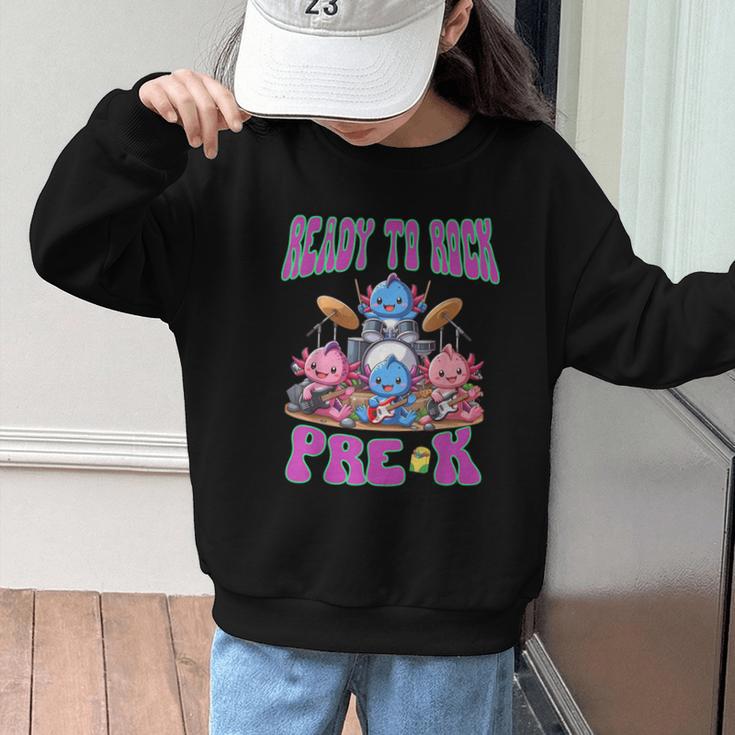 Ready To Rock Pre K Back To School Axolotl Preschool Graphic Kid Sweatshirt Ready To Rock Pre K Back To School Axolotl Preschool Graphic Kid Sweatshirt