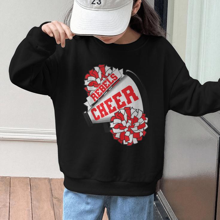 Rebels Cheer Back To School Cheerleading Spirit R Graphic Kid Sweatshirt Rebels Cheer Back To School Cheerleading Spirit R Graphic Kid Sweatshirt