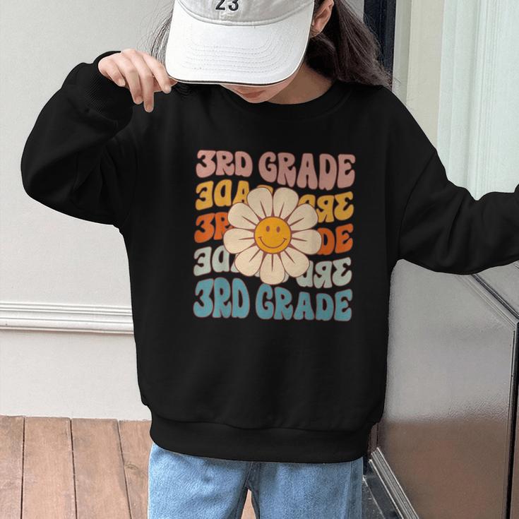 Retro 3rd Grade Daisy Colorful Back To School Third Grade Graphic Kid Sweatshirt