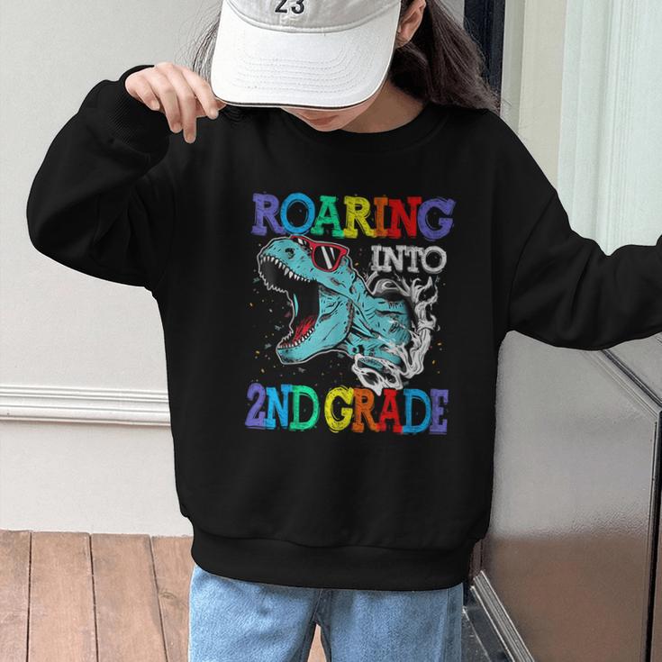 Roaring Into 2Nd Grade DinosaurRex Back To School Graphic Kid Sweatshirt