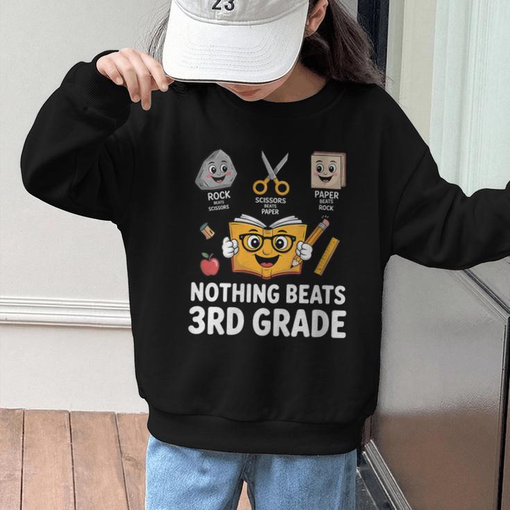 Rock Scissor Paper Nothing Beats 3rd Grade Back To School Graphic Kid Sweatshirt
