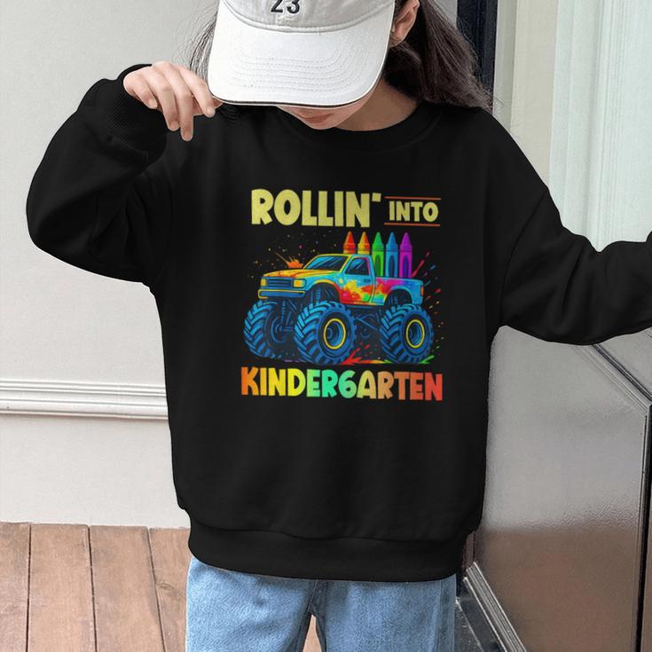 Rollin' Into Kindergarten Monster Car Back To School Boys Graphic Kid Sweatshirt Rollin' Into Kindergarten Monster Car Back To School Boys Graphic Kid Sweatshirt