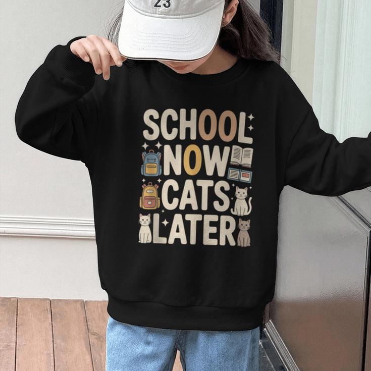School Now Cats Later Back To School Graphic Kid Sweatshirt