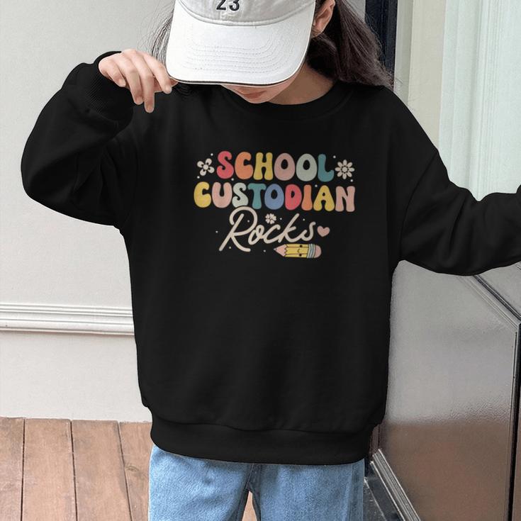 School Custodian Rocks Shirt Back To School Groovy Graphic Kid Sweatshirt School Custodian Rocks Shirt Back To School Groovy Graphic Kid Sweatshirt
