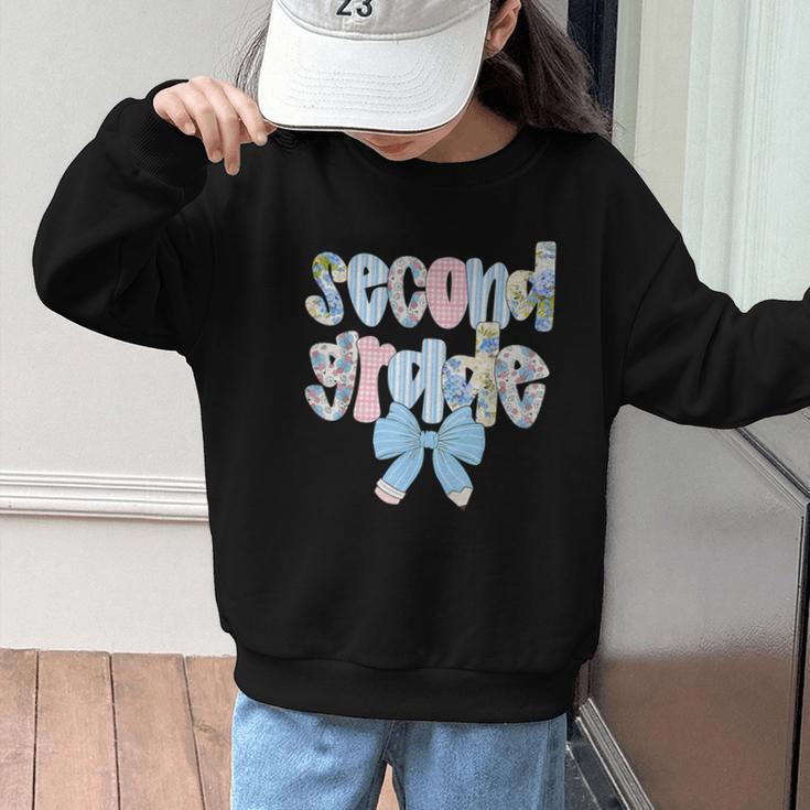 Second Grade Coquette Bow Pencil First Day Back To School Graphic Kid Sweatshirt Second Grade Coquette Bow Pencil First Day Back To School Graphic Kid Sweatshirt
