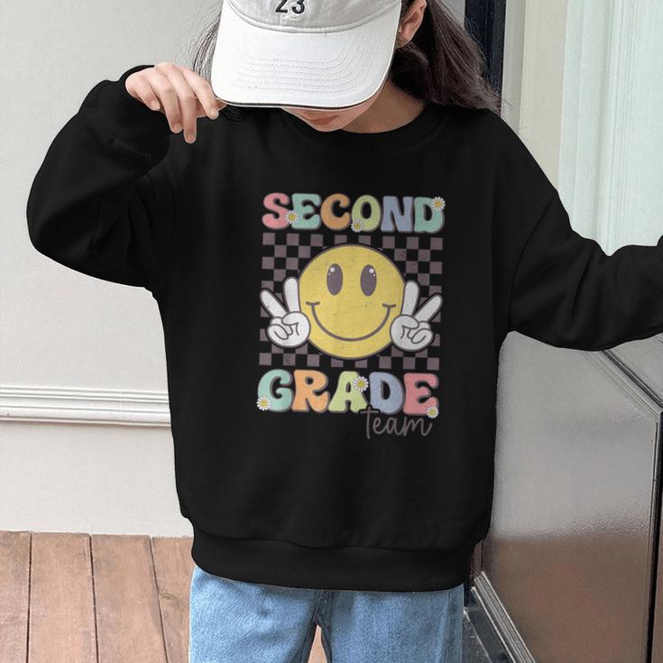 Second Grade Team Smile Face 2nd Grade Back To School Graphic Kid Sweatshirt