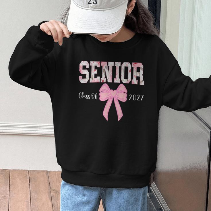 Senior 2027 Floral Pink Bow Back To School Class Of 2027 Graphic Kid Sweatshirt Senior 2027 Floral Pink Bow Back To School Class Of 2027 Graphic Kid Sweatshirt
