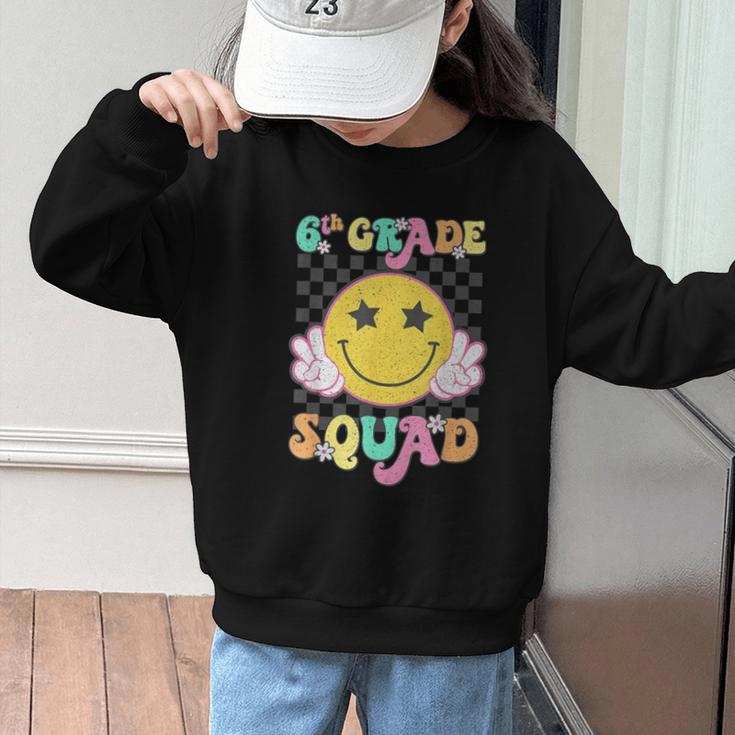 Sixth Grade Squad Smile Retro Back To School 6th Grade Graphic Kid Sweatshirt Sixth Grade Squad Smile Retro Back To School 6th Grade Graphic Kid Sweatshirt