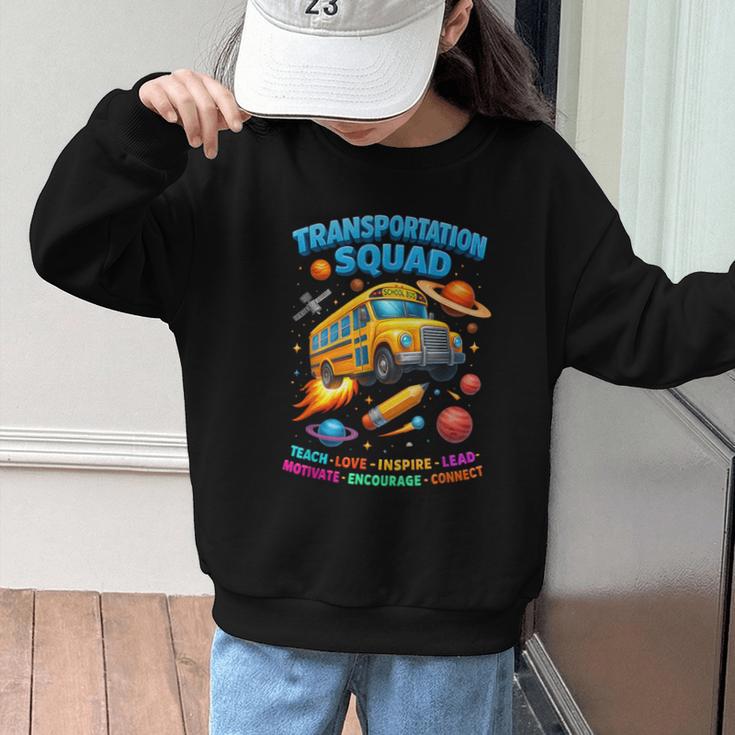 Transportation Squad School Bus Back To School Retro Graphic Kid Sweatshirt Transportation Squad School Bus Back To School Retro Graphic Kid Sweatshirt
