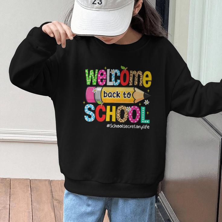 Welcome Back To School School Secretary Life Leopard Graphic Kid Sweatshirt Welcome Back To School School Secretary Life Leopard Graphic Kid Sweatshirt