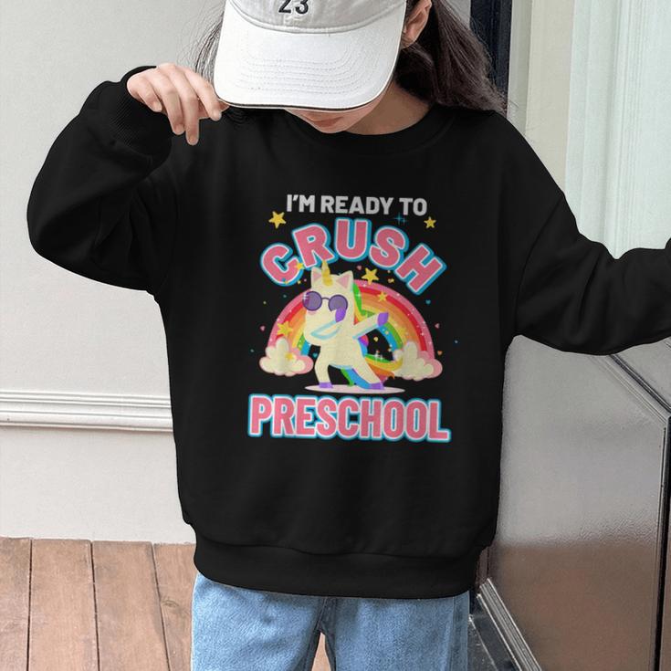 Welcome Back To School Unicorn Crushing Preschool Graphic Kid Sweatshirt Welcome Back To School Unicorn Crushing Preschool Graphic Kid Sweatshirt