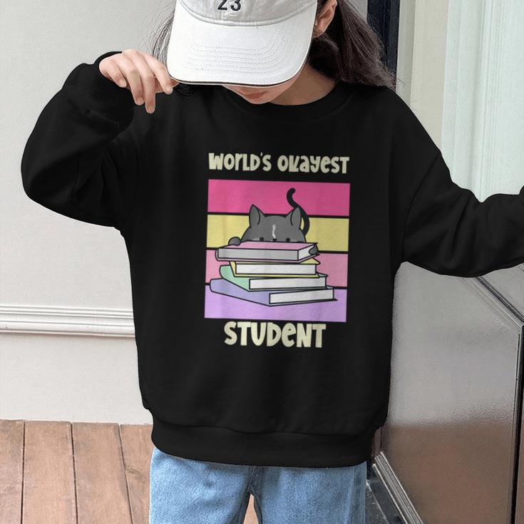 World's Okayest Student Fun Back To School & New Term Graphic Kid Sweatshirt