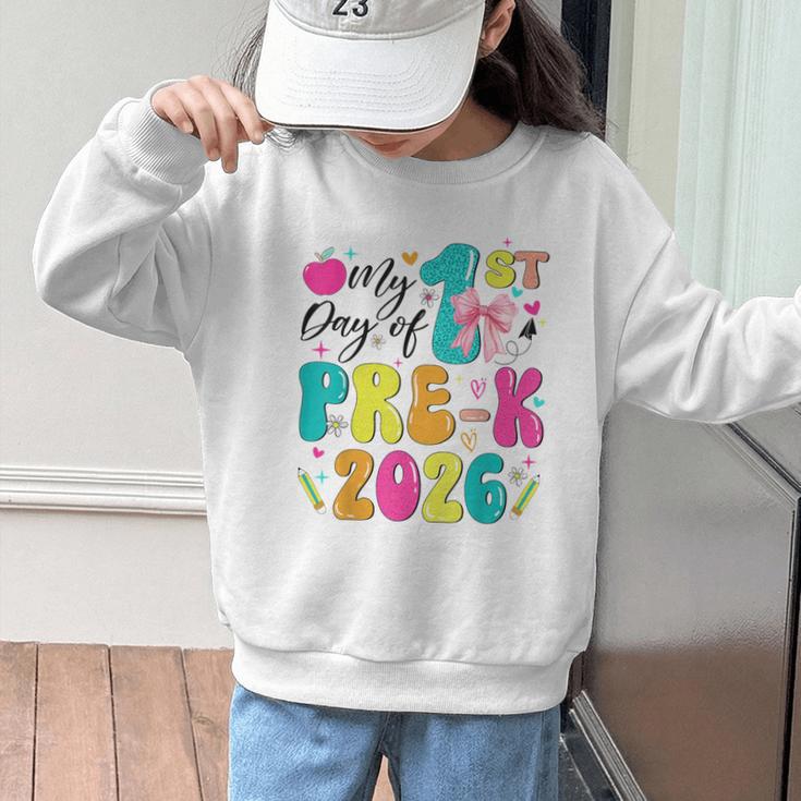 My 1st Day Of Pre-K 2026 Back To School Bow PreK Kids Girls Graphic Kid Sweatshirt