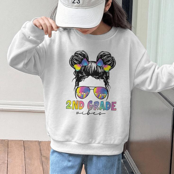 2nd Grade Vibes Messy Hair Bun Girl Back To School First Day Graphic Kid Sweatshirt 2nd Grade Vibes Messy Hair Bun Girl Back To School First Day Graphic Kid Sweatshirt