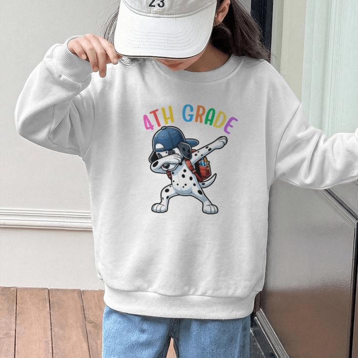 4th Grade Crew Dalmatian Dog Dabbing Back To School Premium Tri-Blend Graphic Kid Sweatshirt