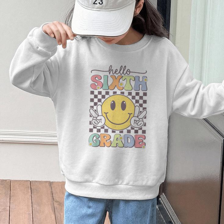 6th Grade Team Back To School Hello Sixth Grade Smile Face Graphic Kid Sweatshirt