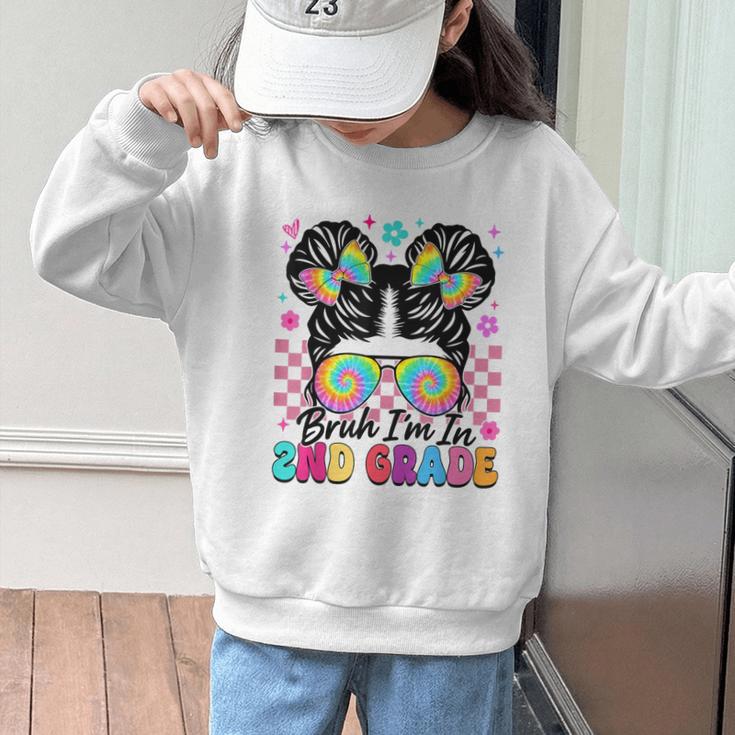Back To School Bruh I'm In 2nd Grade Cute Girls Messy Bun Graphic Kid Sweatshirt Back To School Bruh I'm In 2nd Grade Cute Girls Messy Bun Graphic Kid Sweatshirt