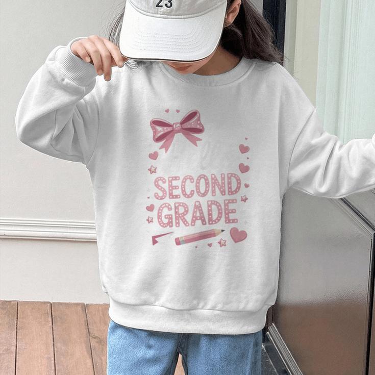 Back To School Cute Pink Coquette Girls Hello Second Grade Graphic Kid Sweatshirt Back To School Cute Pink Coquette Girls Hello Second Grade Graphic Kid Sweatshirt
