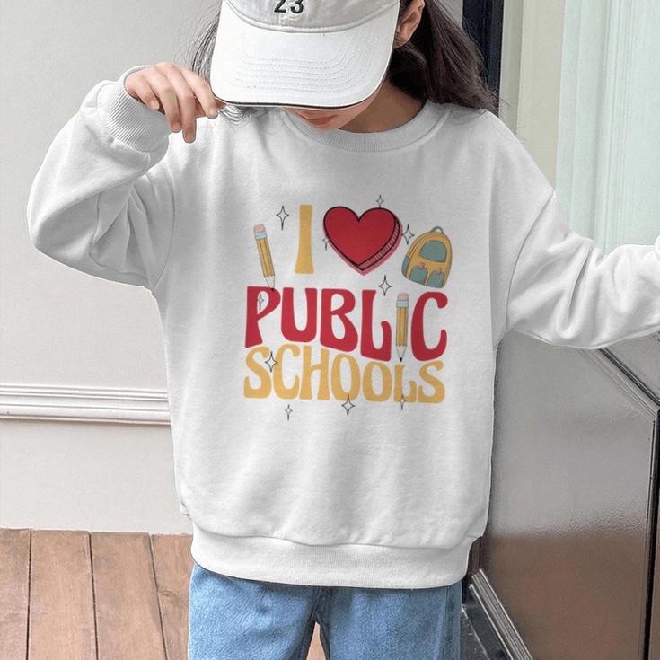 Back To School Education I Love Public Schools Graphic Kid Sweatshirt