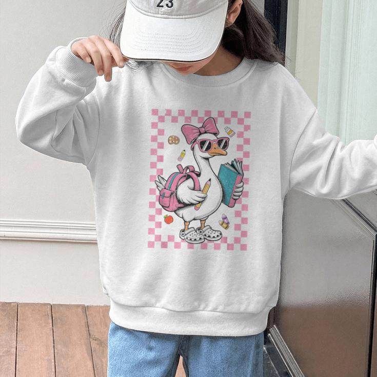 Back To School Goose First Day Of School Boy Girl Graphic Kid Sweatshirt Back To School Goose First Day Of School Boy Girl Graphic Kid Sweatshirt