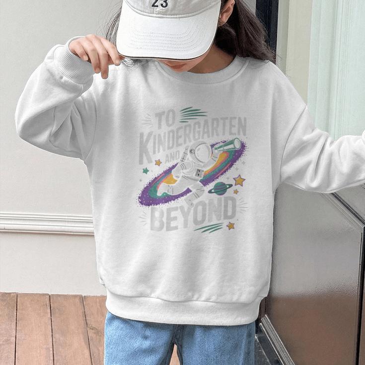Back To School To Kindergarten And Beyond Astronaut In Space Premium Tri-Blend Graphic Kid Sweatshirt