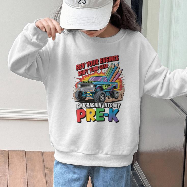 Back To School Pre-K Preschool Monster Truck First Day Boys Graphic Kid Sweatshirt Back To School Pre-K Preschool Monster Truck First Day Boys Graphic Kid Sweatshirt