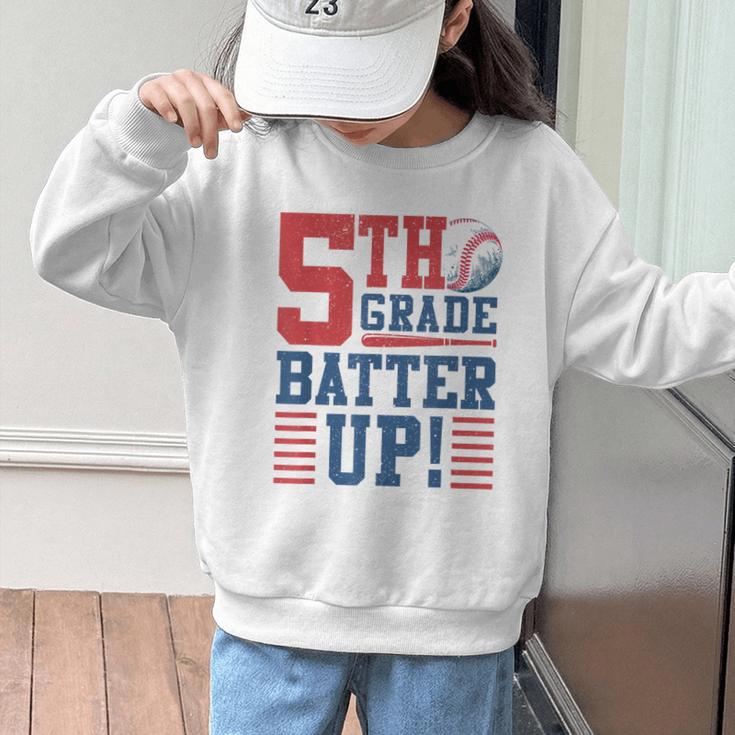 Baseball Fifth Grade Back To School 5th Grade Batter Up Graphic Kid Sweatshirt