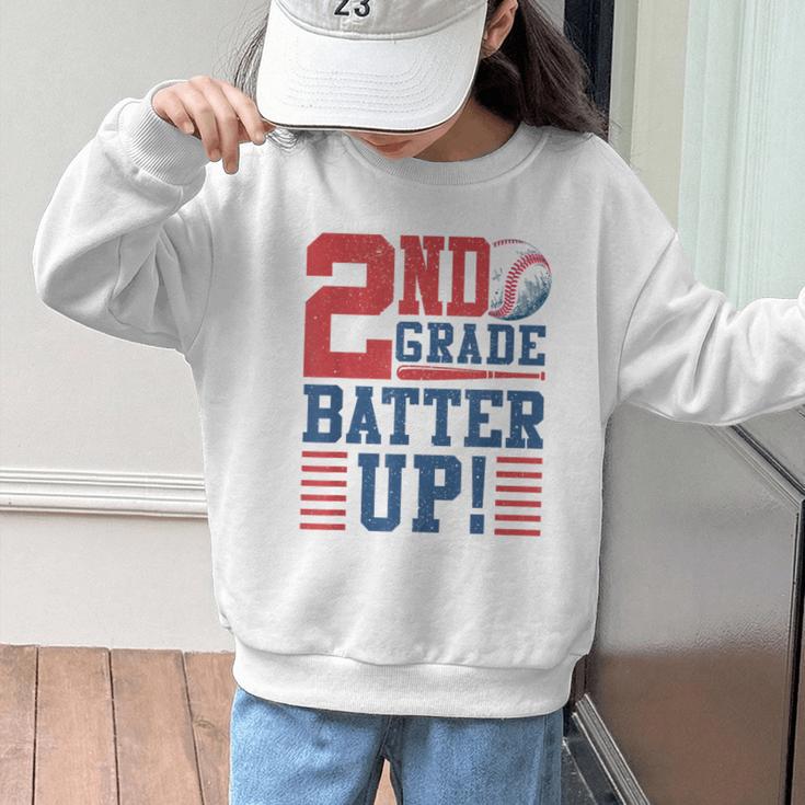 Baseball Second Grade Back To School 2nd Grade Batter Up Graphic Kid Sweatshirt Baseball Second Grade Back To School 2nd Grade Batter Up Graphic Kid Sweatshirt