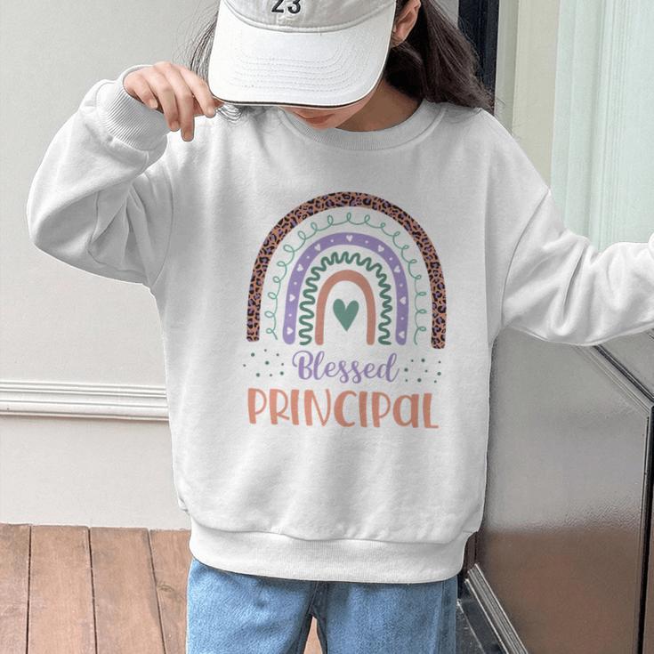 Blessed Principal Back To School Boho Rainbow Premium Tri-Blend Graphic Kid Sweatshirt