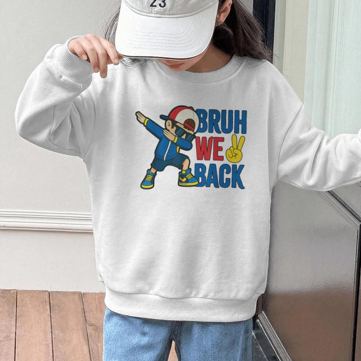 Bruh We Back To School Dabbing First Day Of School Graphic Kid Sweatshirt