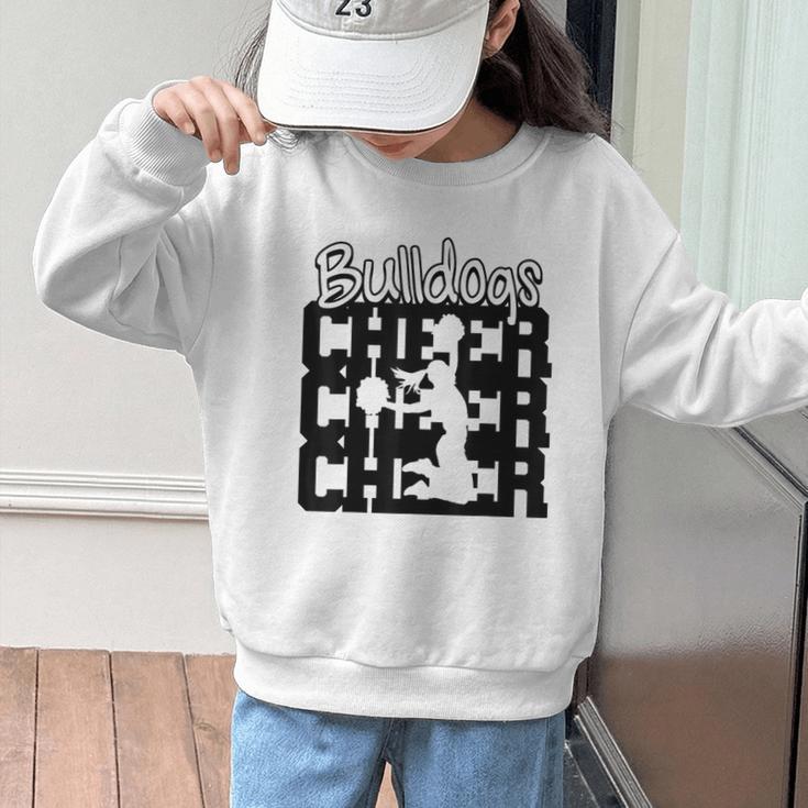 Bulldogs Cheer Back To School Cheerleading Spirit Graphic Kid Sweatshirt Bulldogs Cheer Back To School Cheerleading Spirit Graphic Kid Sweatshirt