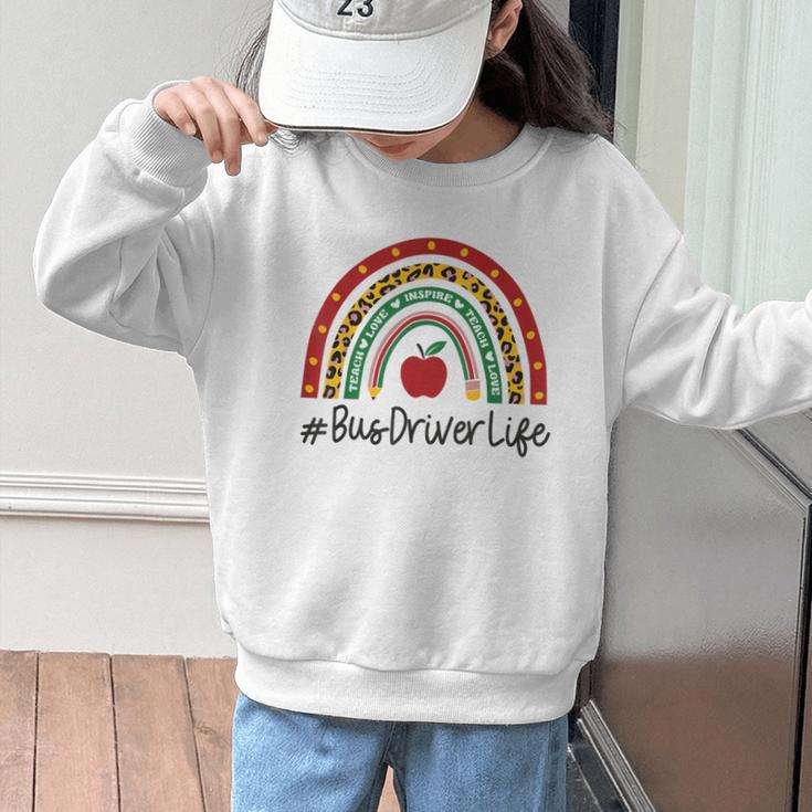 Bus Driver Rainbow Appreciation Day Hello Back To School Graphic Kid Sweatshirt