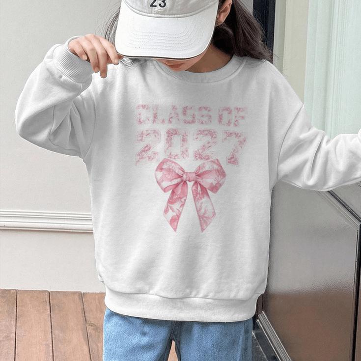 Class Of 2027 Preppy Coquette Bow Back To School Graduation Premium Tri-Blend Graphic Kid Sweatshirt
