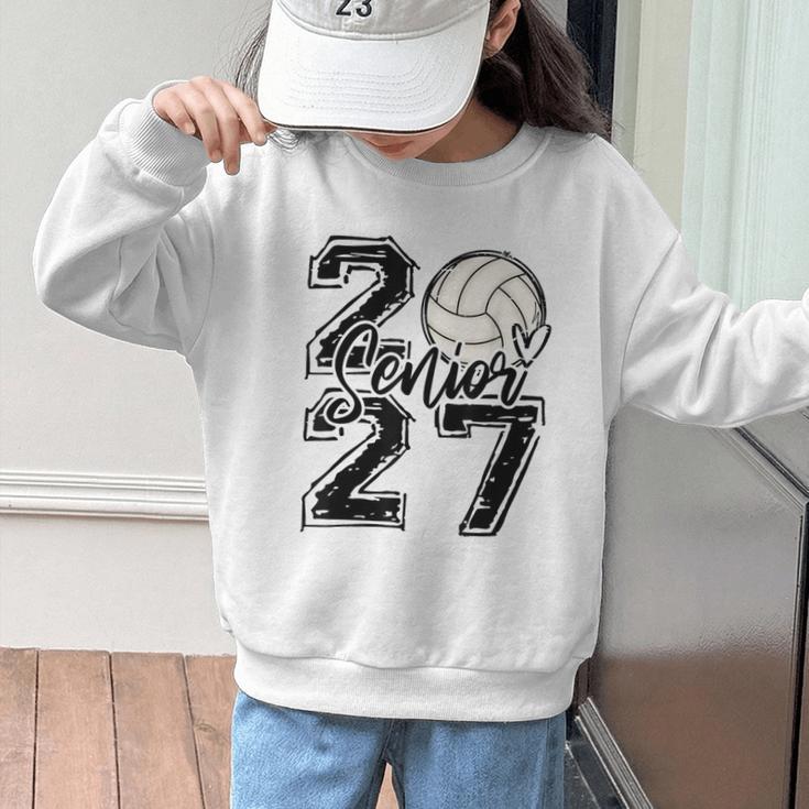 Class Of 2027 Volleyball Senior 2027 Back To School Graphic Kid Sweatshirt