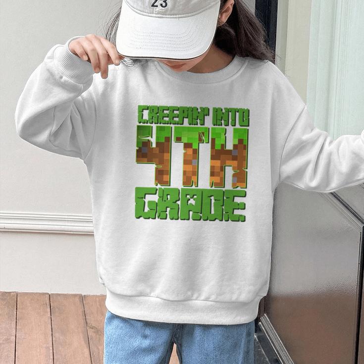 Creepin’ Into 4th Grade Kids Boy Gamer Pixel Back To School Performance Graphic Kid Sweatshirt