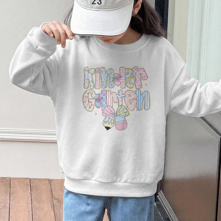 Cute Preppy Back To School Floral Kindergarten For Girls Graphic Kid Sweatshirt Cute Preppy Back To School Floral Kindergarten For Girls Graphic Kid Sweatshirt