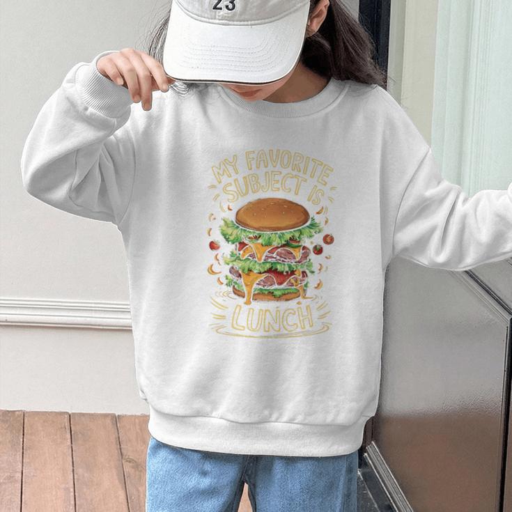 My Favorite Subject Is Lunch Hamburger Back To School Premium Tri-Blend Graphic Kid Sweatshirt