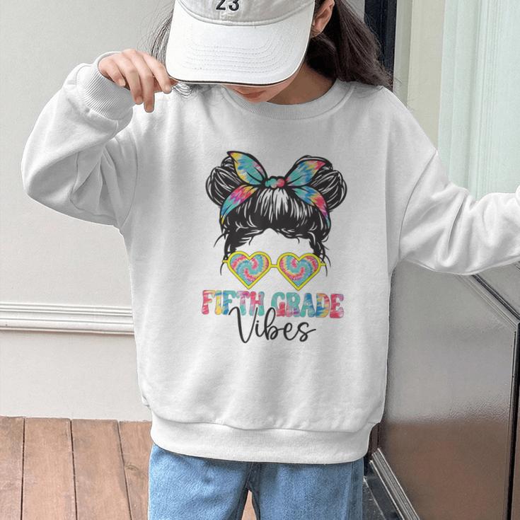 Fifth Grade Vibes Messy Hair Bun Girl Back To School 5th Graphic Kid Sweatshirt Fifth Grade Vibes Messy Hair Bun Girl Back To School 5th Graphic Kid Sweatshirt