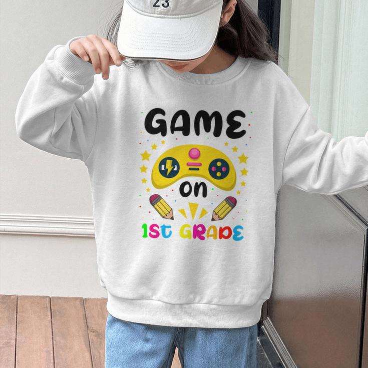 Game On 1st Grade Cute Video Gamer Back To School 2026 Kids Graphic Kid Sweatshirt