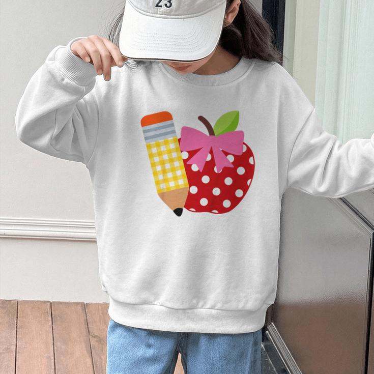 Girls Back To School Apple Toddler First Day Of Preschool Graphic Kid Sweatshirt Girls Back To School Apple Toddler First Day Of Preschool Graphic Kid Sweatshirt