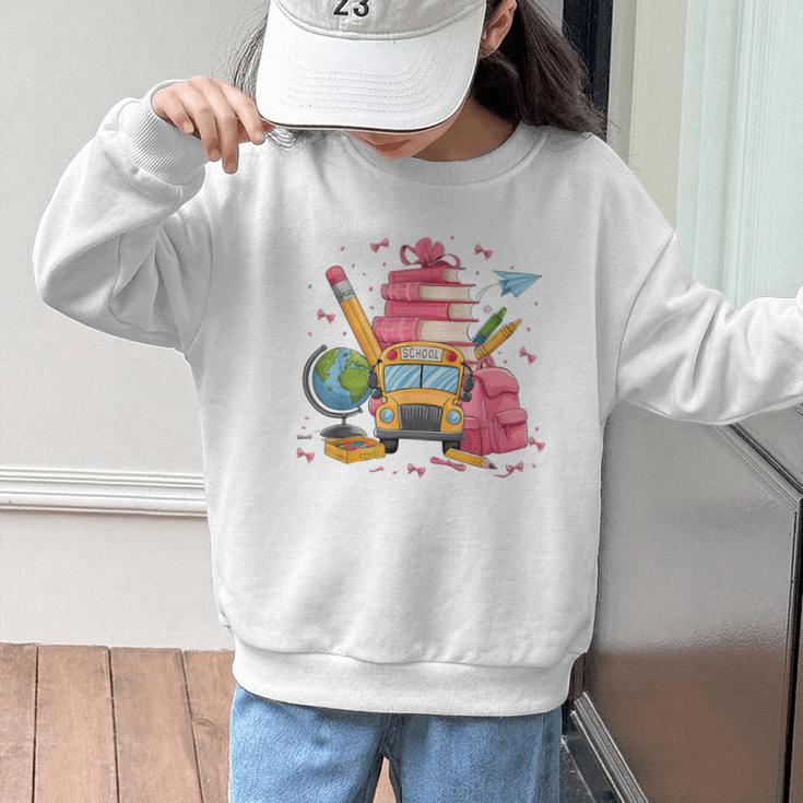 Girls Cute Pink Bows Coquette Aesthetic Back To School Graphic Kid Sweatshirt Girls Cute Pink Bows Coquette Aesthetic Back To School Graphic Kid Sweatshirt