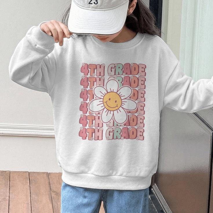 Groovy 4th Grade Back To School First Day Of Fourth Grade Graphic Kid Sweatshirt