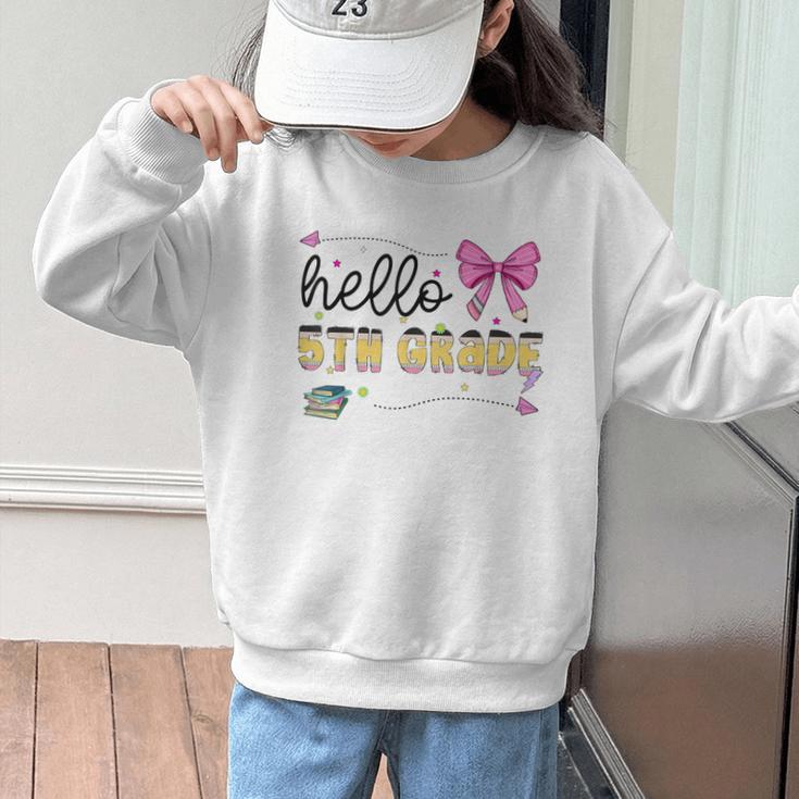 Hello 5th Grade Girls Coquette Fifth Grade Back To School Graphic Kid Sweatshirt Hello 5th Grade Girls Coquette Fifth Grade Back To School Graphic Kid Sweatshirt