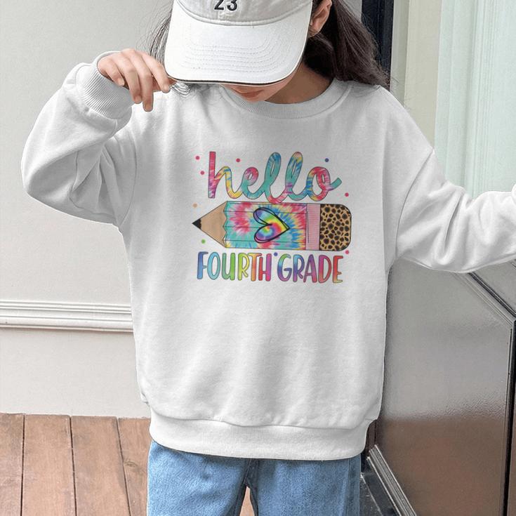 Hello Fourth Grade Tie Dye Pencil Back To School 4th Grade Graphic Kid Sweatshirt Hello Fourth Grade Tie Dye Pencil Back To School 4th Grade Graphic Kid Sweatshirt
