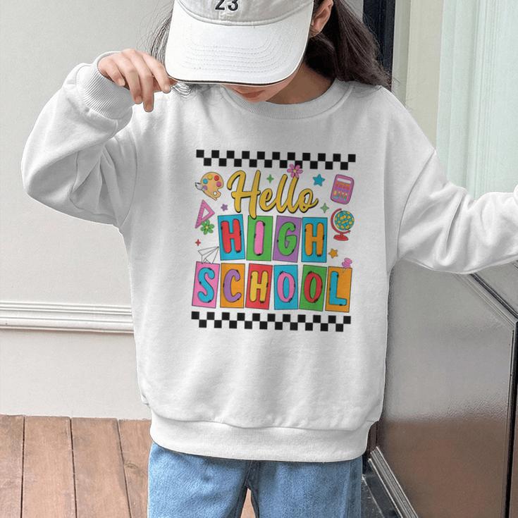 Hello Highshool First Day Of School Back To School Boy Girls Graphic Kid Sweatshirt